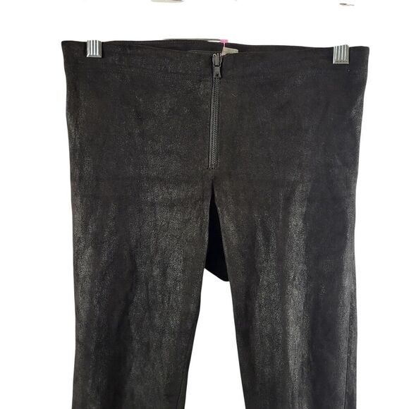 Alice + Olivia Black Suede Leather Skinny Leg Pants Exposed Zip Designer Size 2 - Picture 9 of 14